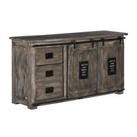 SIDEBOARD Mango 150x45x80 grau lackiert RAILWAY #200 - Grau, Holz (150/80/45cm) - Massivmoebel24