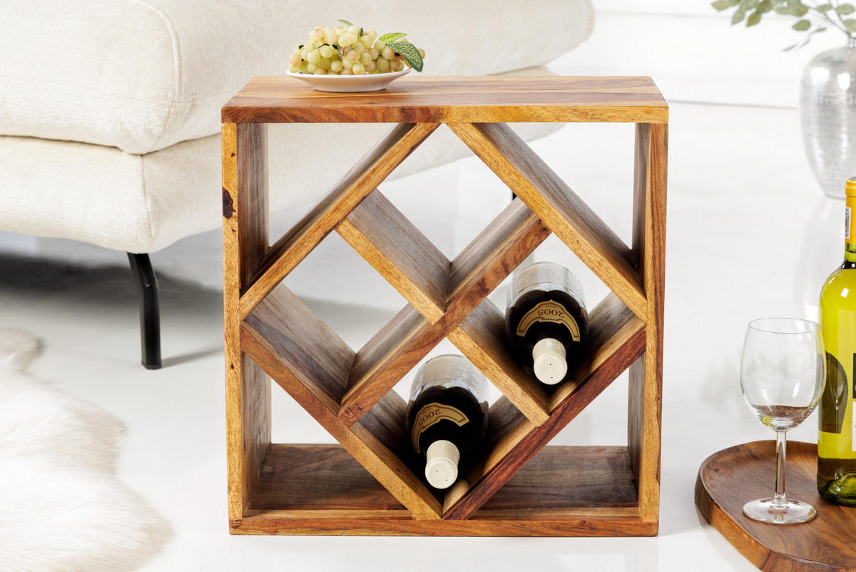 WEINREGAL CUBUS Sheesham Natur 40 cm - Braun, Holz (40/40/25cm) - riess-ambiente