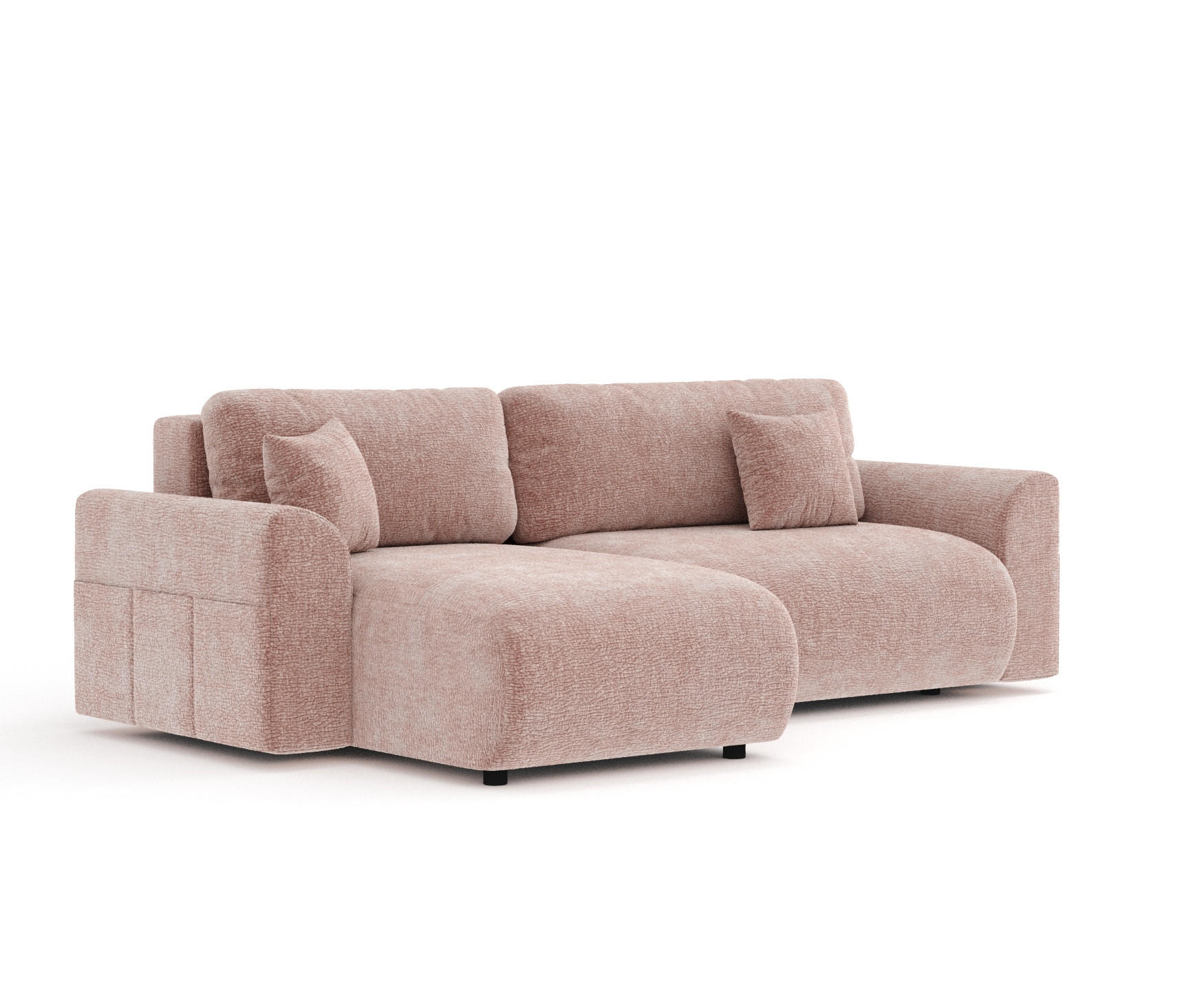 ECKSOFA MIT SCHLAFFUNKTION Bodega Rosa Chenille - Schwarz/Rosa, Holz/Holzwerkstoff (235/138cm) - Maison de Reve
