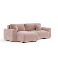 ECKSOFA MIT SCHLAFFUNKTION Bodega Rosa Chenille - Schwarz/Rosa, Holz/Holzwerkstoff (235/138cm) - Maison de Reve