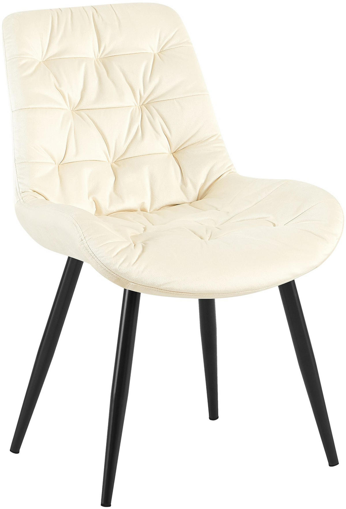 ESSZIMMERSTUHL Samt creme - Creme/Schwarz, Textil/Metall (56/85/63cm) - CLP