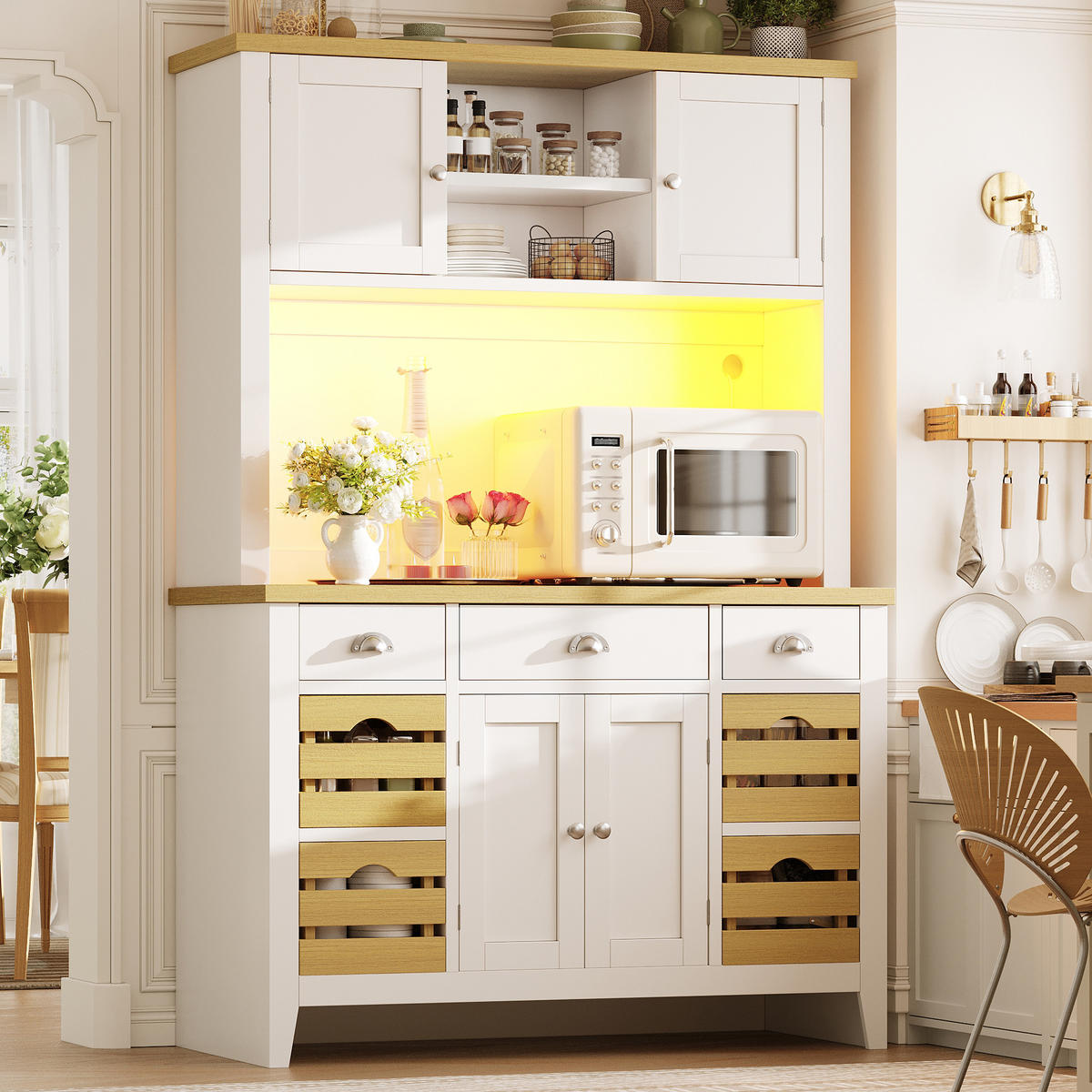 BUFFET DE-38498 120/40/188 cm mit Soft-Close-Türen Weiß - Weiß, Holzwerkstoff (120/188/40cm) - ComfortXL