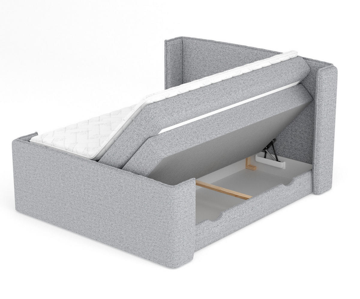 BOXSPRINGBETT Freeland Grau 160/200 cm mit Matratze und Topper - Schwarz/Grau, Holz/Holzwerkstoff (160/200cm) - Maison de Reve