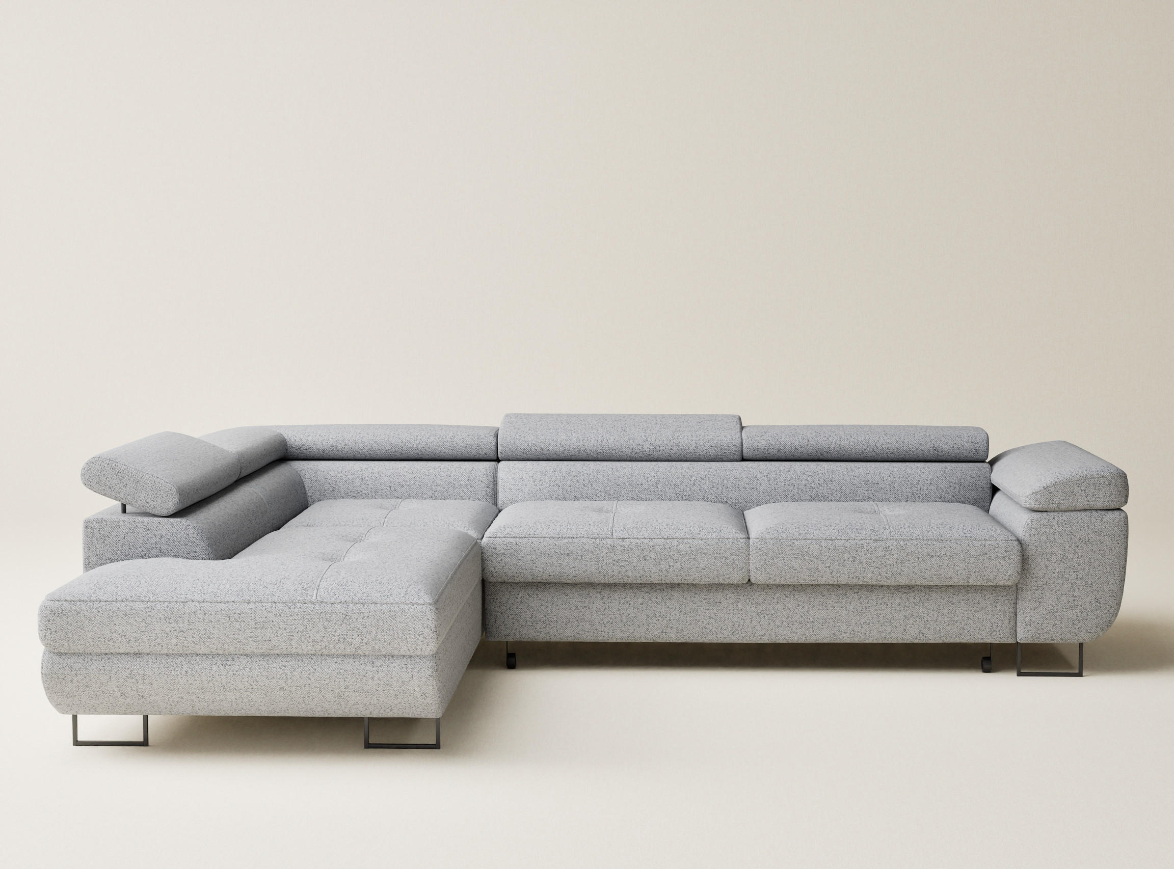 ECKSOFA MIT SCHLAFFUNKTION Concord Hellgrau Webstoff - Hellgrau/Schwarz, Holz/Holzwerkstoff (277/203cm) - Maison de Reve