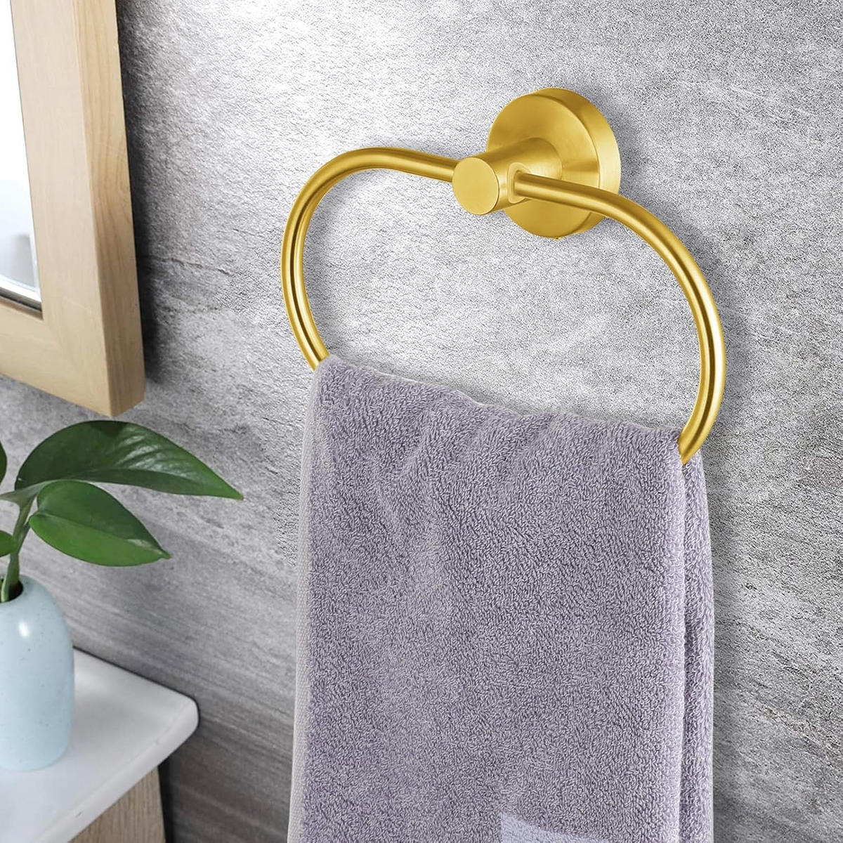 HANDTUCHSTANGE , Set mit 2 goldenen Handtuchringen - Gelb, Metall (5.5/1/20.2cm) - BELZ