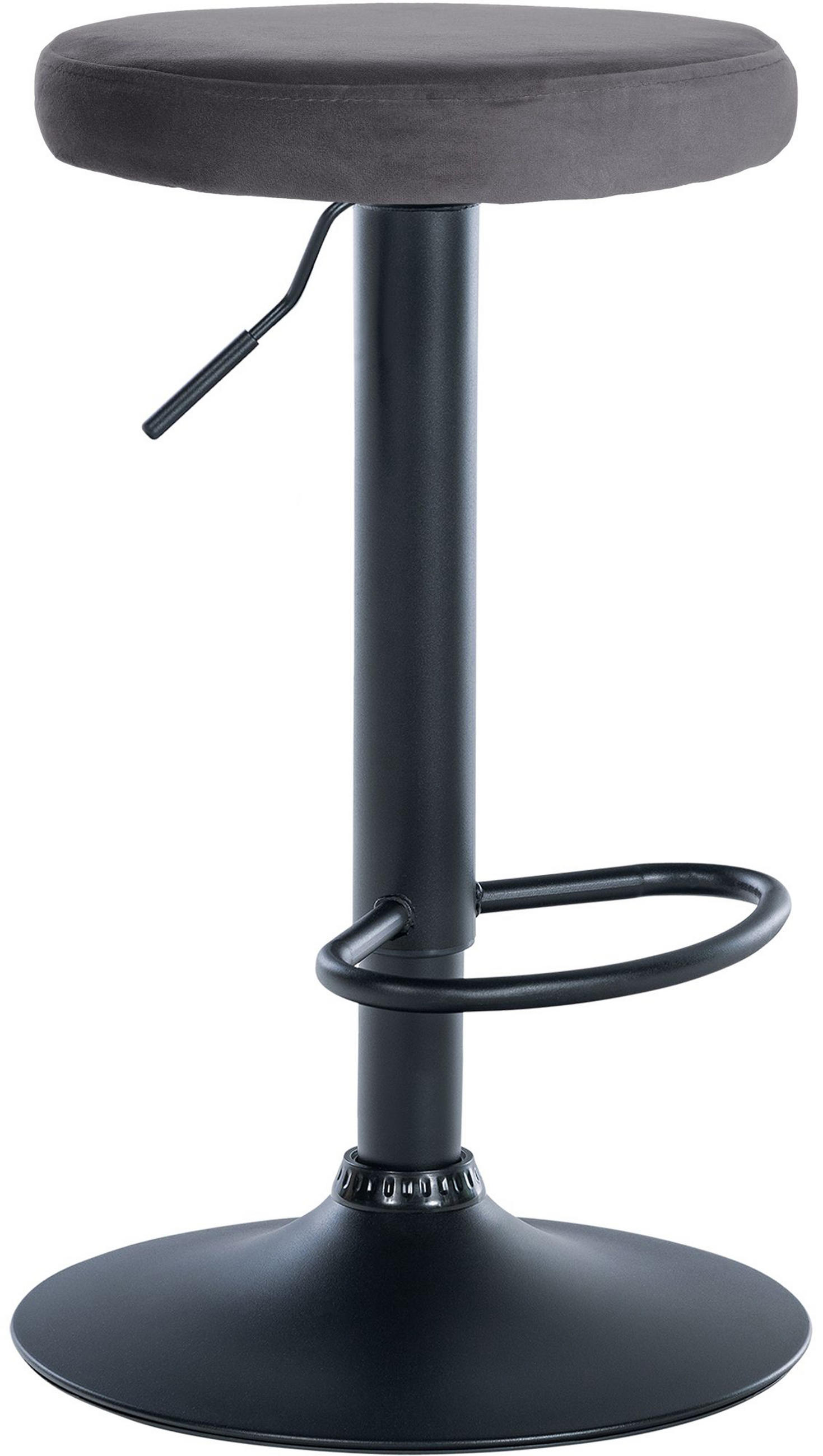 BARHOCKER Pontius Samt schwarz dunkelgrau - Dunkelgrau/Schwarz, Textil/Metall (38.5/81/38.5cm) - TPFLiving