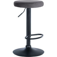 BARHOCKER Pontius Samt schwarz dunkelgrau - Dunkelgrau/Schwarz, Textil/Metall (38.5/81/38.5cm) - TPFLiving