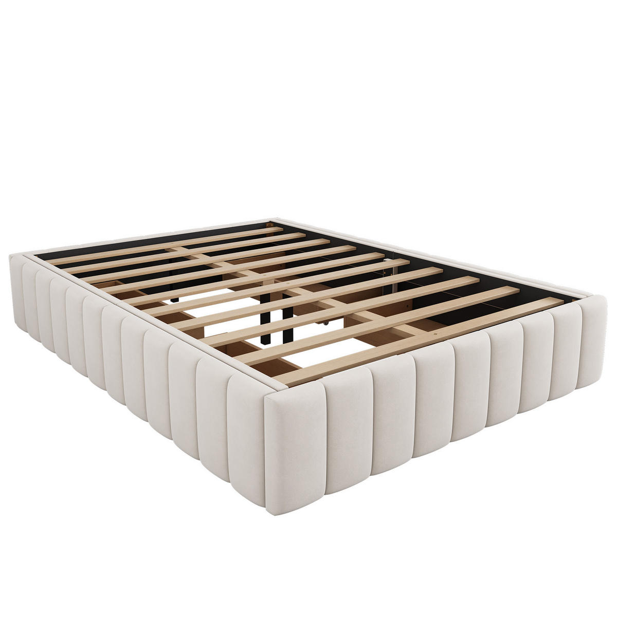 POLSTERBETT 140/200 cm mit Lattenrost und 4 Schubladen aus Samt, Beige - Beige, Textil (140/200cm) - Redom
