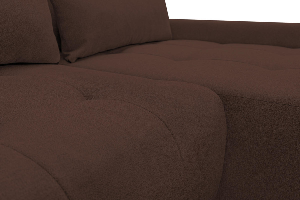 ECKSOFA Bloom mit Bettkasten und Schlaffunktion L-Form - Braun, Textil (267/185cm)