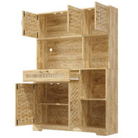 KÜCHENSCHRANK MIT APP-STEUERUNG UND LED, Vitrinenschrank mit Glastüren und Schubladen, MDF, für Wohnzimmer und Esszimmer, 120/180/40 cm - Naturfarben, Kunststoff (40/180/120cm) - Rolipo