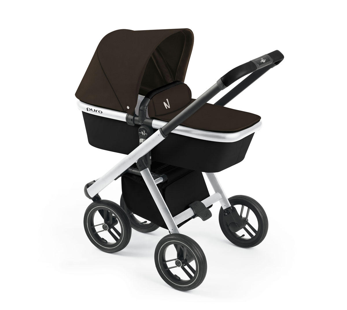 KINDERWAGEN Kombi 2 in 1 inkl. Regenschutz und Wickeltasche - Schwarz/Braun, Holz/Kunststoff (61/94/123cm) - Cam il Mondo del Bambino S.p.A.