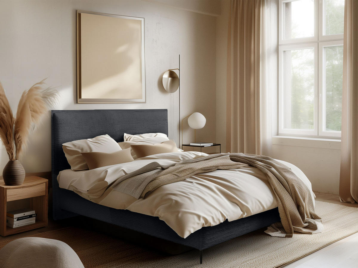 POLSTERBETT Puretta - Anthrazit/Schwarz, Holzwerkstoff/Textil (140/200cm) - MIRJAN24