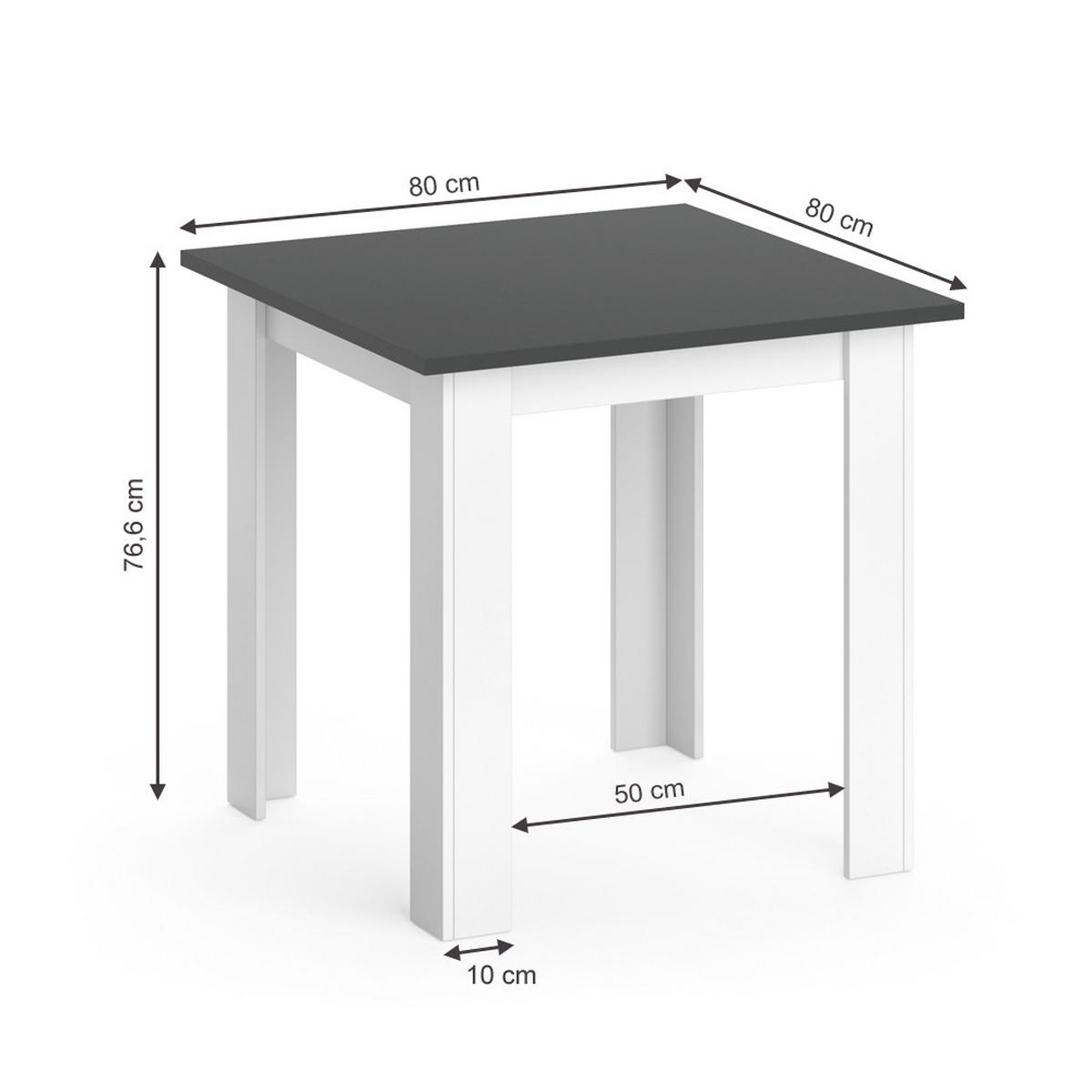 ESSTISCH Karlos Anthrazit 80 x 80 cm - Anthrazit, Holzwerkstoff (80/80/76.6cm) - Vicco