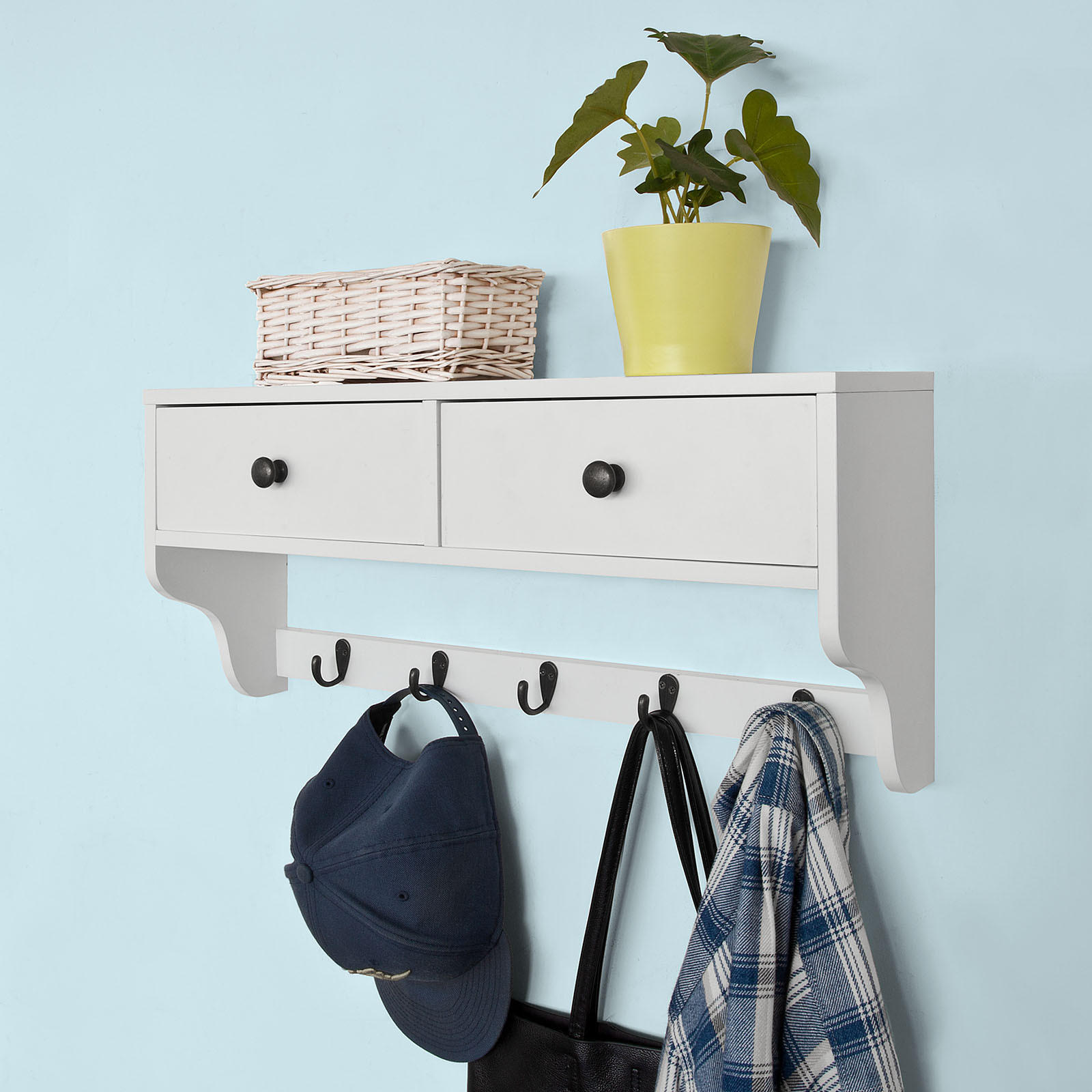 WANDGARDEROBE Weiß - Weiß, Holzwerkstoff (60/27/14cm) - SoBuy