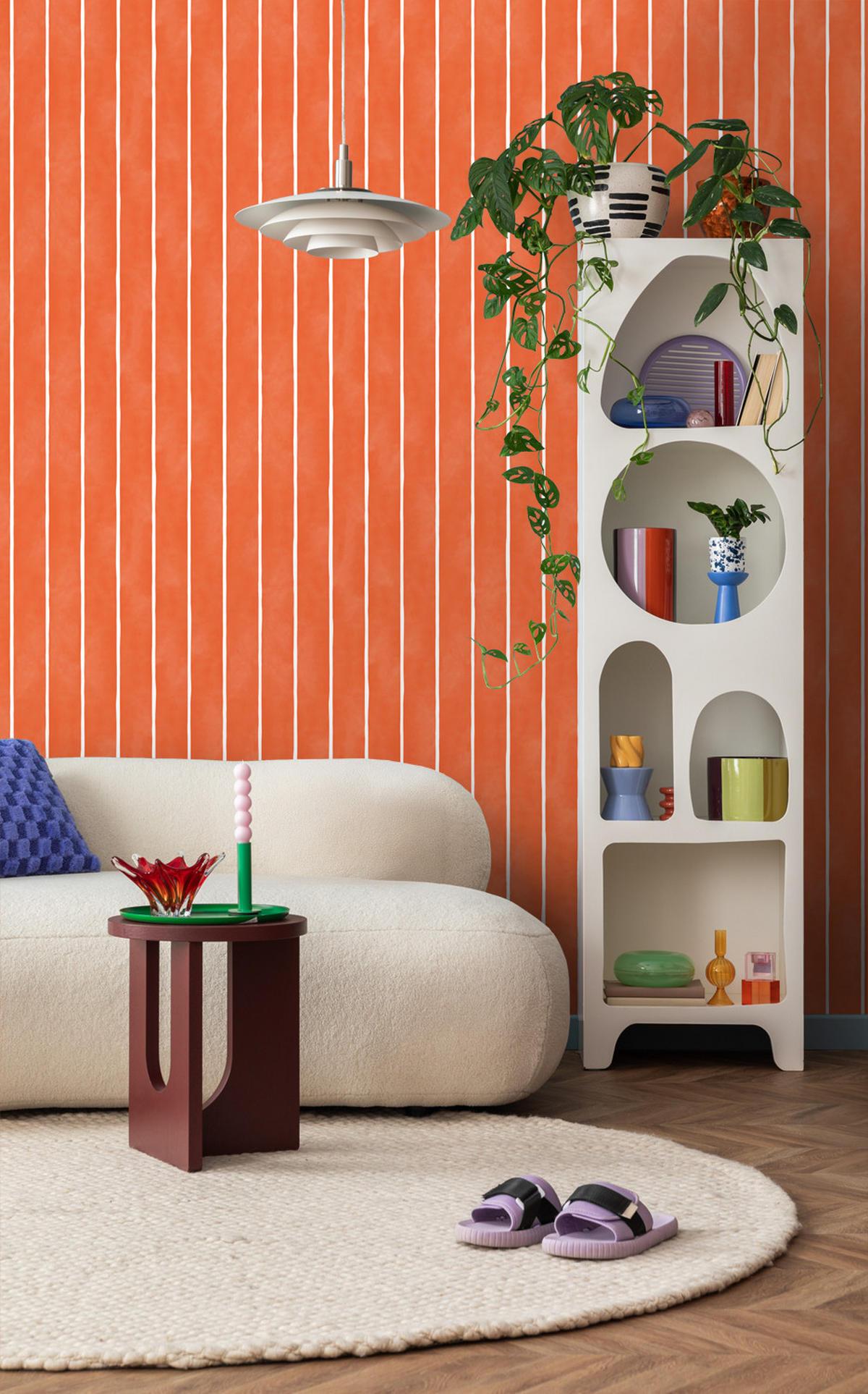 TAPETE Streifenmuster 50 x 900 cm - Orange, Papier (50/900cm) - ESTAhome