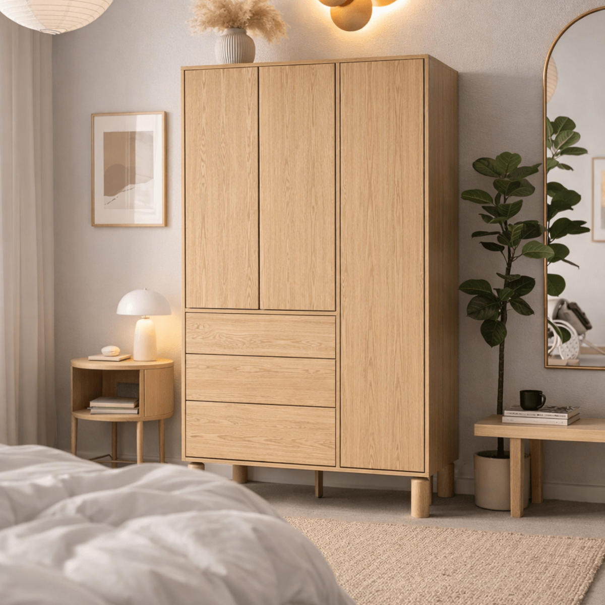 KLEIDERSCHRANK Sanden SN-9 110 x 197 x 55 cm Eiche Bookmatch - Eichefarben, Holz/Holzwerkstoff (110/197/55cm) - Koseto
