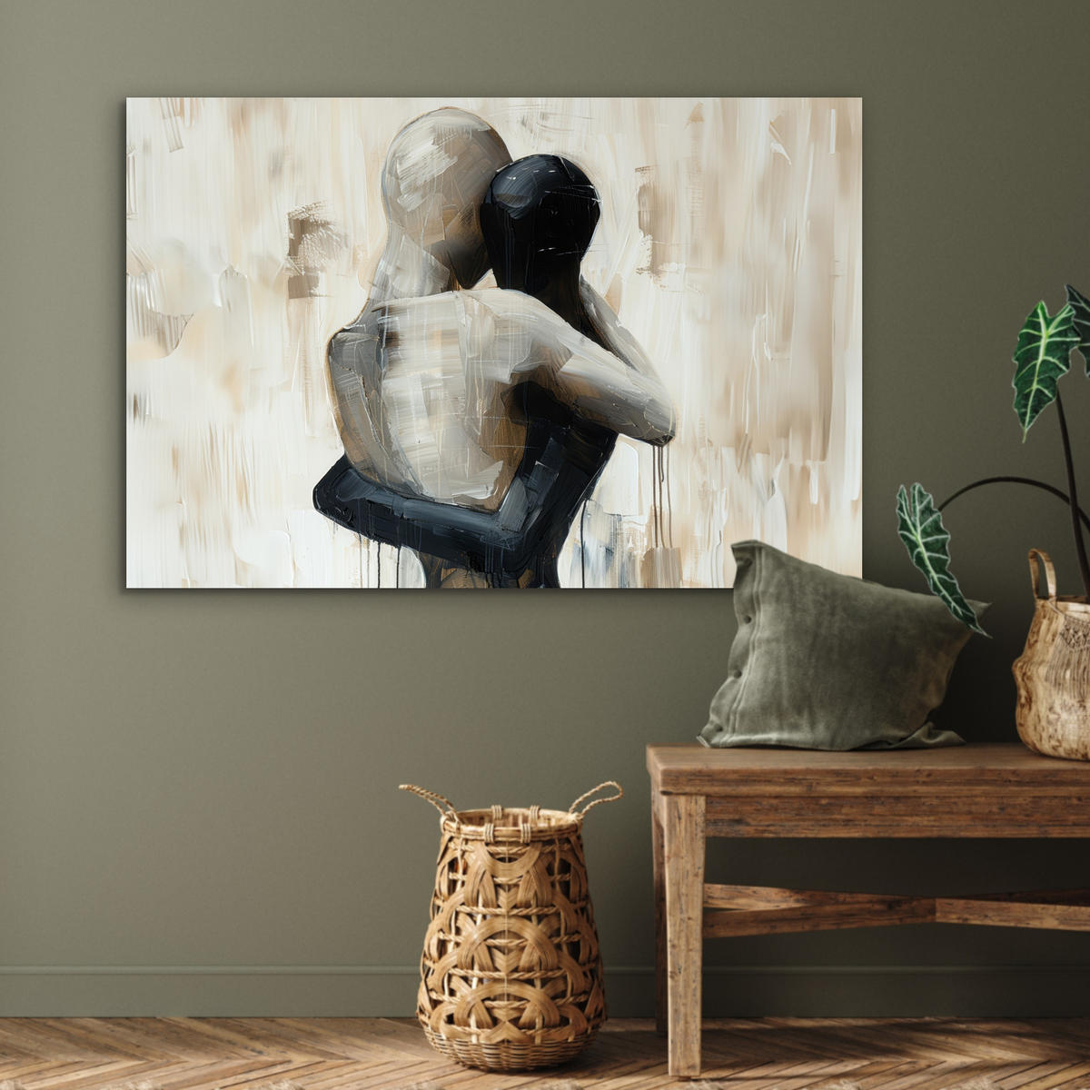 METALLBILD Abstrakt - Liebe - Schwarz und weiß - Modern 120x80 cm - Schwarz, Metall (120/80cm) - MuchoWow