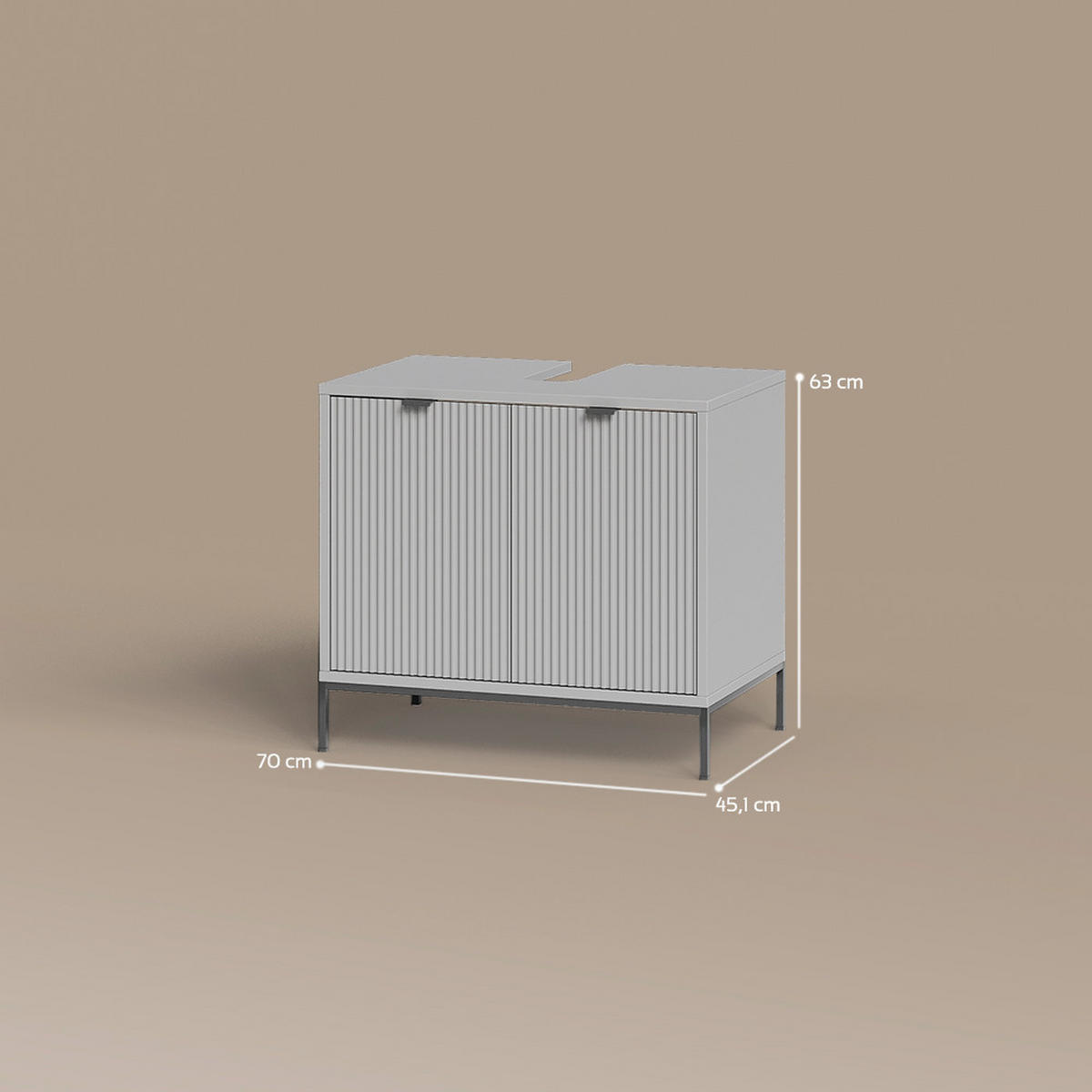 WASCHTISCHUNTERSCHRANK ATERNO Grau 70 x 63 cm mit Türen - Grau, Holzwerkstoff (70/63/45.1cm) - Livinity®