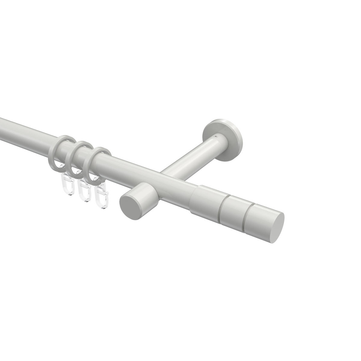 GARDINENSTANGEN-SET Prestige Elanto 420 cm (geteilt in 3 x 140 cm), 1-läufig, 20 mm Ø Weiß - Weiß, Metall (420cm) - INTERDECO
