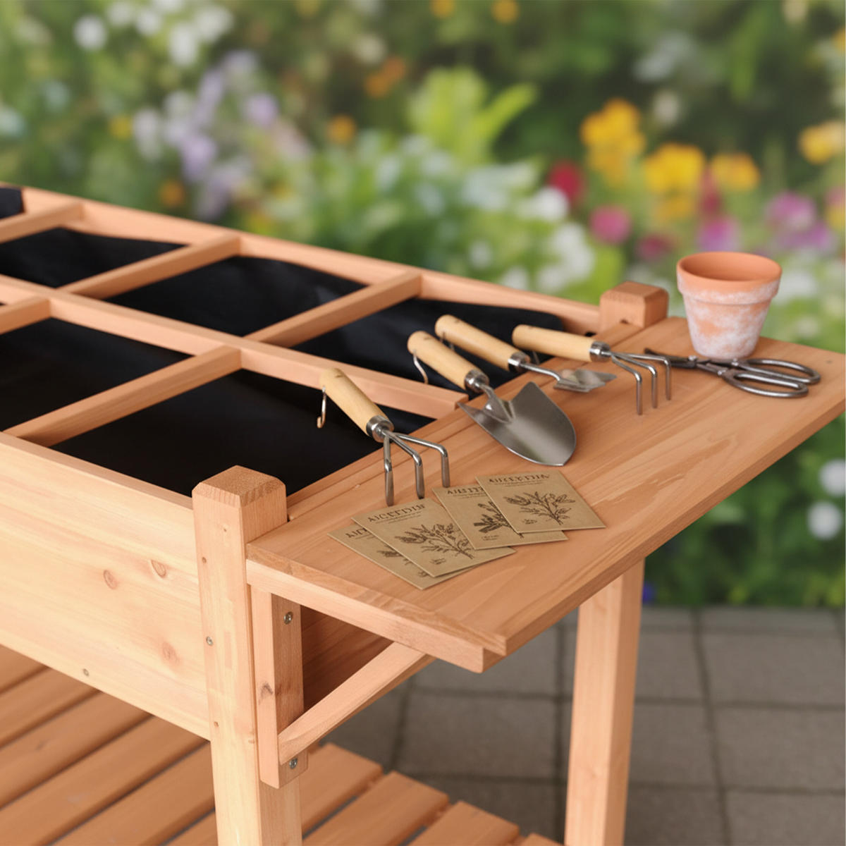 HOCHBEET - Orange, Holz/Textil (128/81/56cm) - Relaxdays