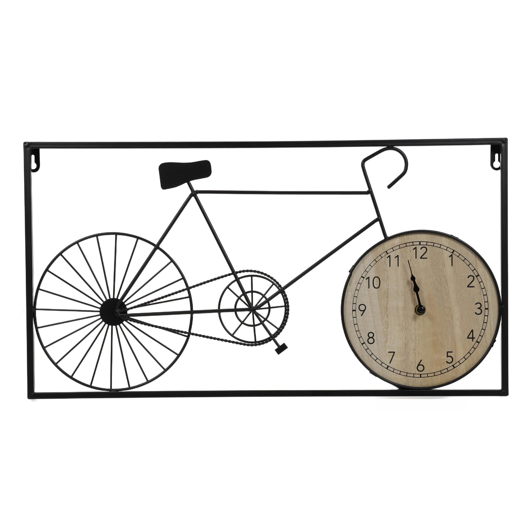 WANDDEKORATION Retro-Design Uhr Fahrrad 60/32/5 cm - Schwarz, Holzwerkstoff (60/33/5cm) - Home Styling Collection