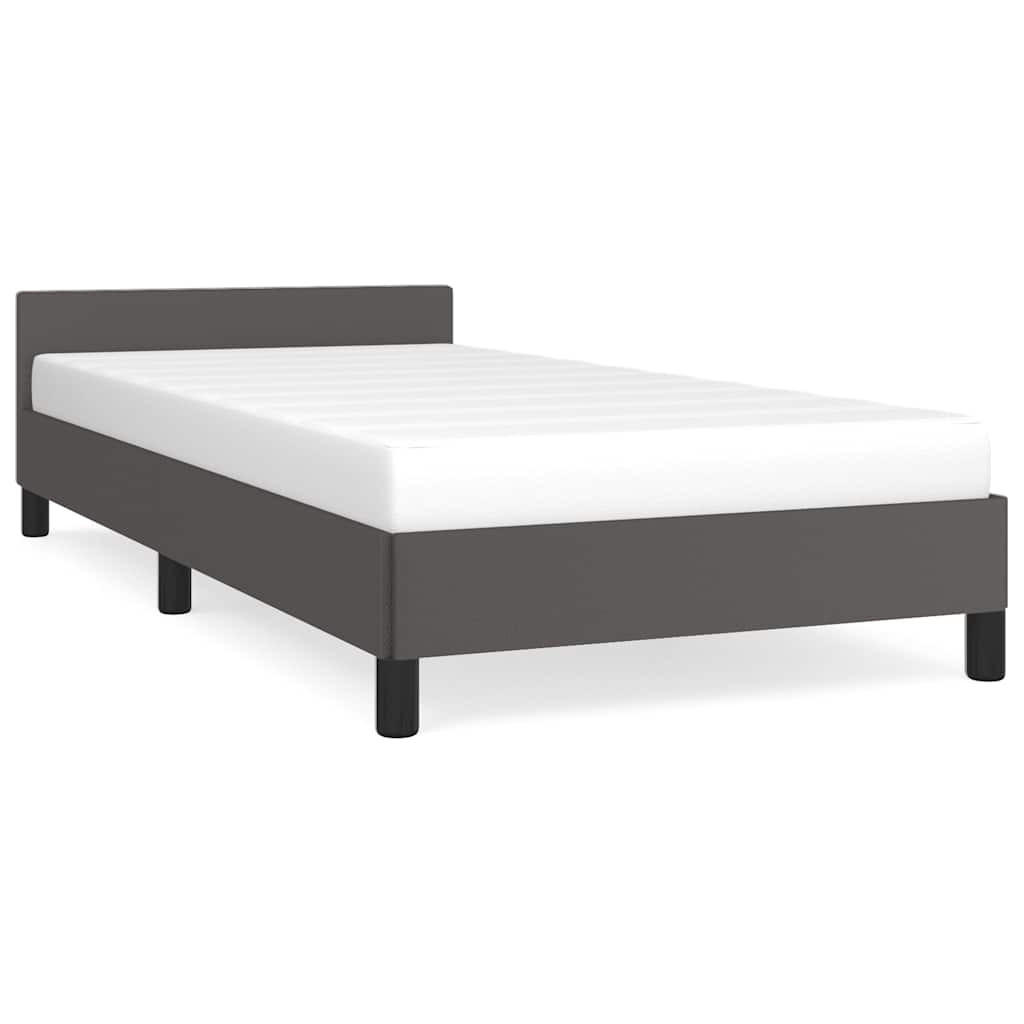 BETTGESTELL Mit Kopfteil Ohne Matratze Grau 90/200 Cm - Grau, Leder/Holzwerkstoff (90/200cm) - vidaXL
