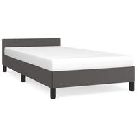 BETTGESTELL Mit Kopfteil Ohne Matratze Grau 90/200 Cm - Grau, Leder/Holzwerkstoff (90/200cm) - vidaXL