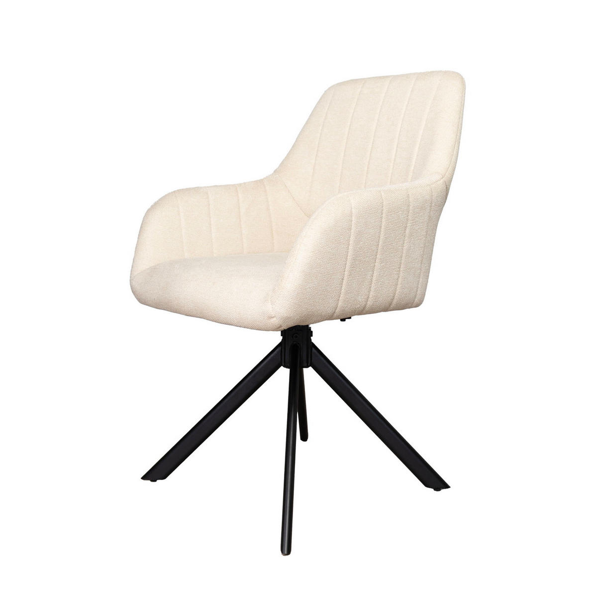 STUHL 2er Set drehbar aus Stoff, beige - Beige/Schwarz, Textil/Metall (57/84/58cm) - Giga Meubel