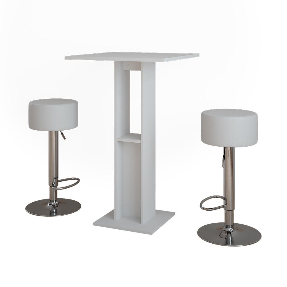 STOJACÍ BAROVÝ STŮL SE ŽIDLEMI Repose Bílá - bílá, kompozitní dřevo (65/65/106cm) - Vicco