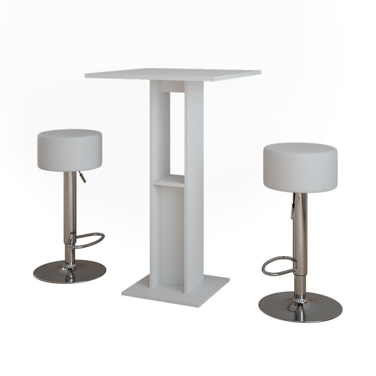 STOJACÍ BAROVÝ STŮL SE ŽIDLEMI Repose Bílá - bílá, kompozitní dřevo (65/65/106cm) - Vicco