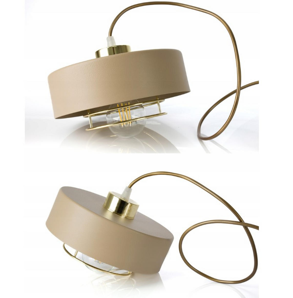 PENDELLEUCHTE ECRU - Beige/Goldfarben, Metall (35/35/100cm) - kiki design
