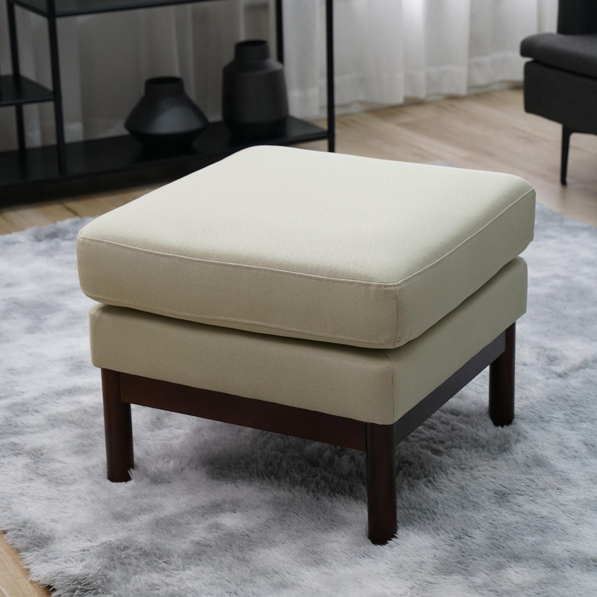 HOCKER HOLLY Weiß/Braun - Weiß, Textil (56/44/56cm) - SVITA