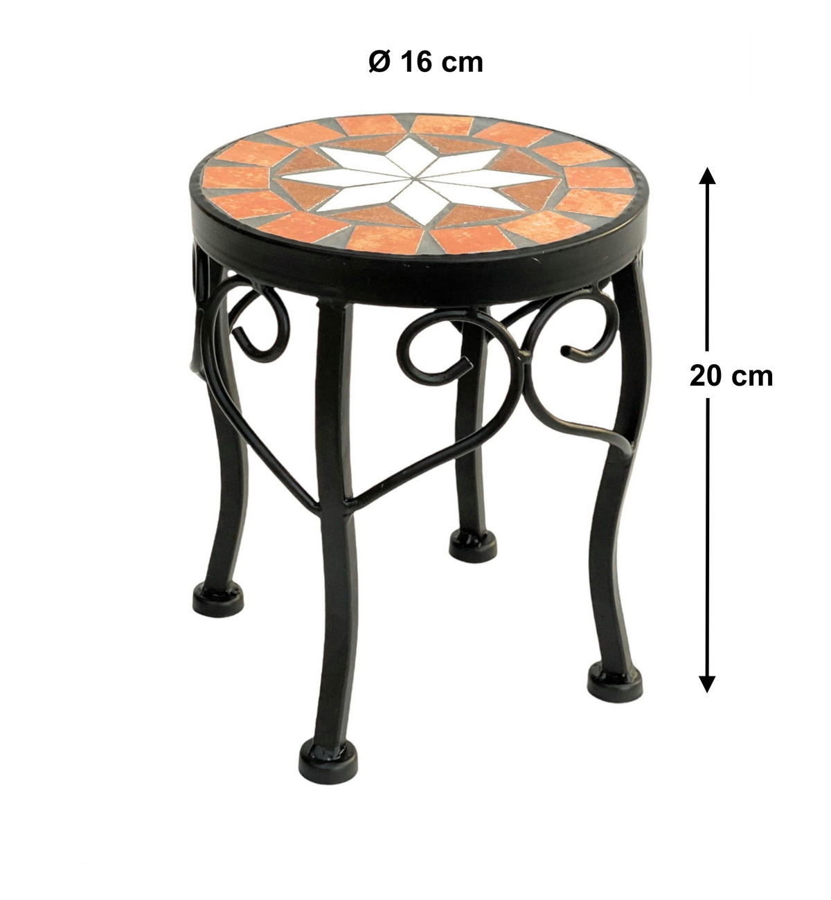 BLUMENHOCKER Merano 20 cm Rund 12014 - Schwarz, Metall (16/20/16cm) - DanDiBo