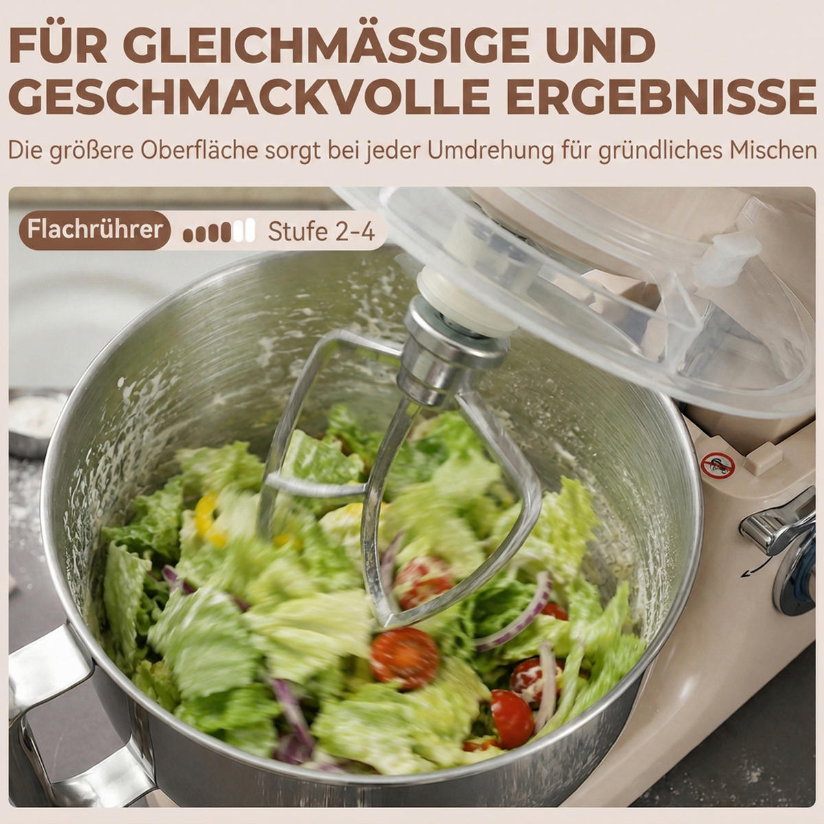 KÜCHENMASCHINE Edelstahl Kunststoff Beige - Edelstahlfarben/Beige, Kunststoff/Metall (22/29/35cm) - HOMCOM