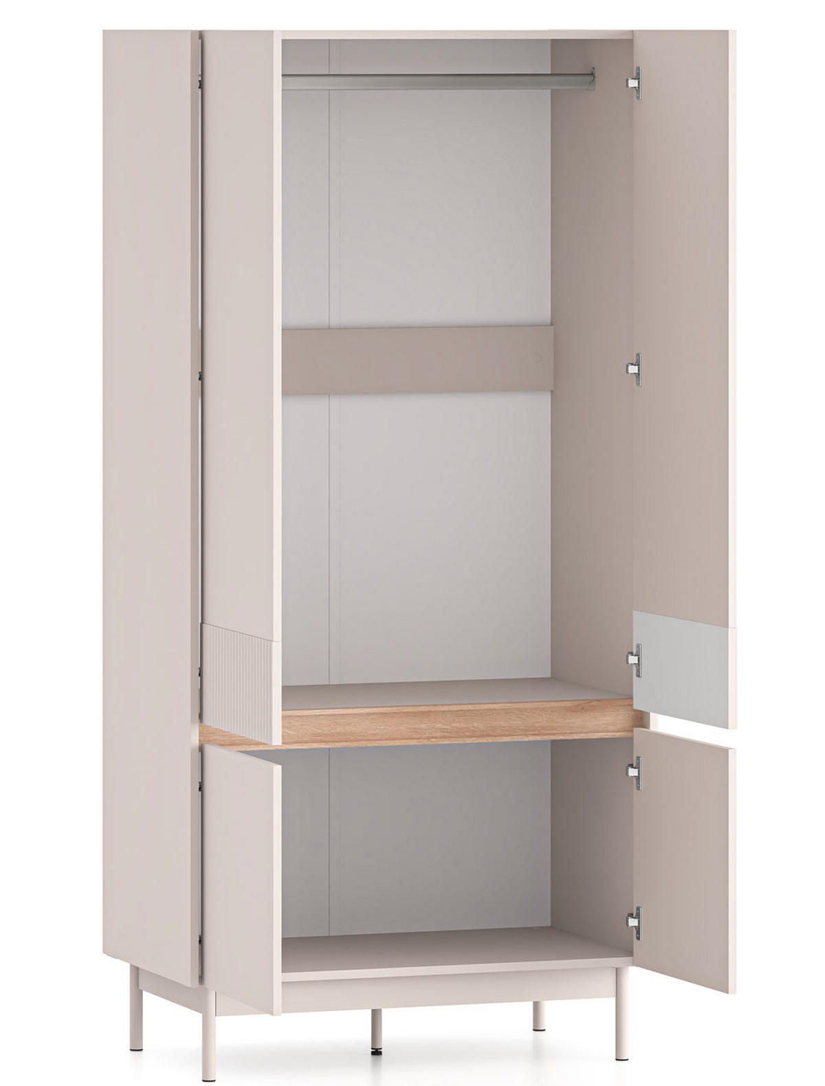 KLEIDERSCHRANK Dunea 92 / 53 / 193cm Cashmere / Eiche Cremona Torro - Hellbraun/Multicolor, Holz/Holzwerkstoff (92/193/53cm) - Feldmann-Wohnen