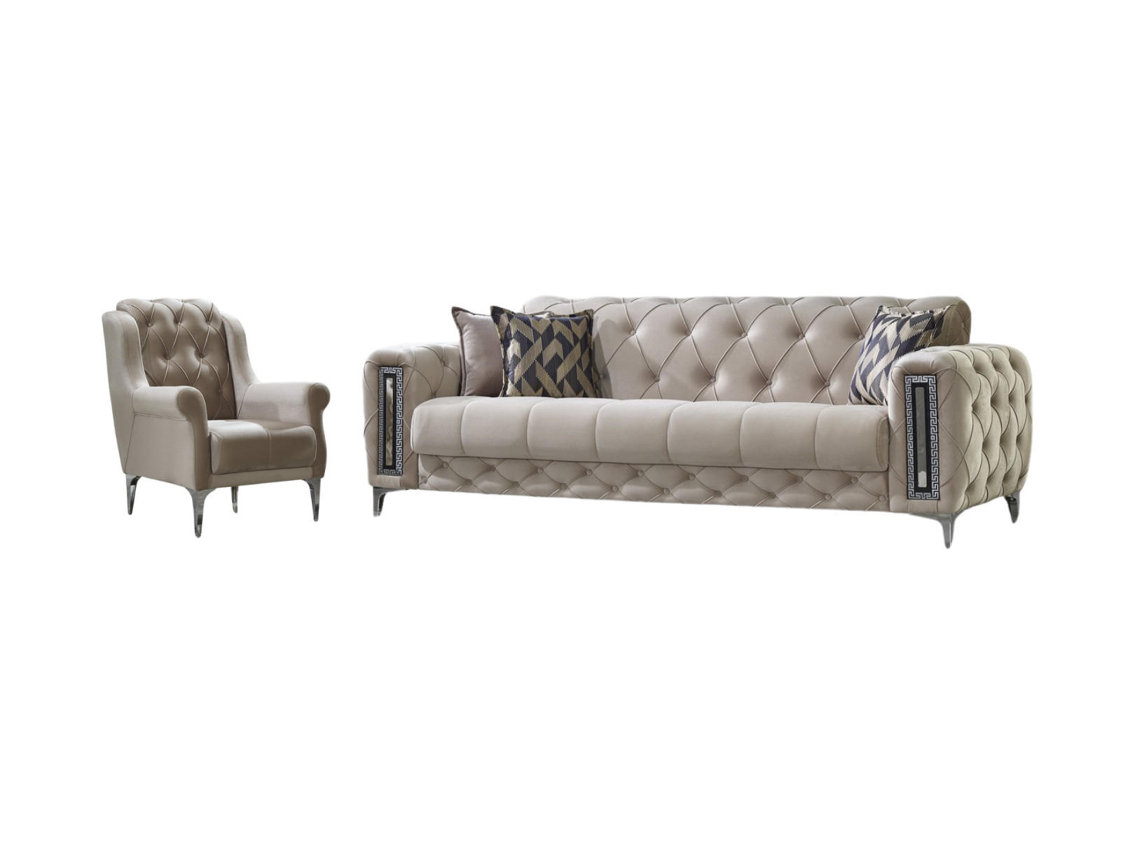 SITZGARNITUR Rosario, Beige Stellvariante 2+1 - Beige, Holzwerkstoff/Kunststoff (160/80/100cm)