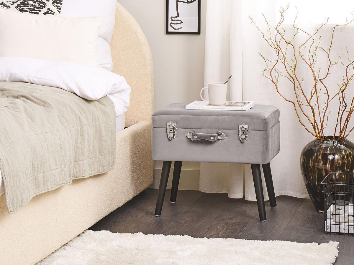 HOCKER Mallard 36/52/46 cm - Grau, Textil (52/46/36cm) - Beliani