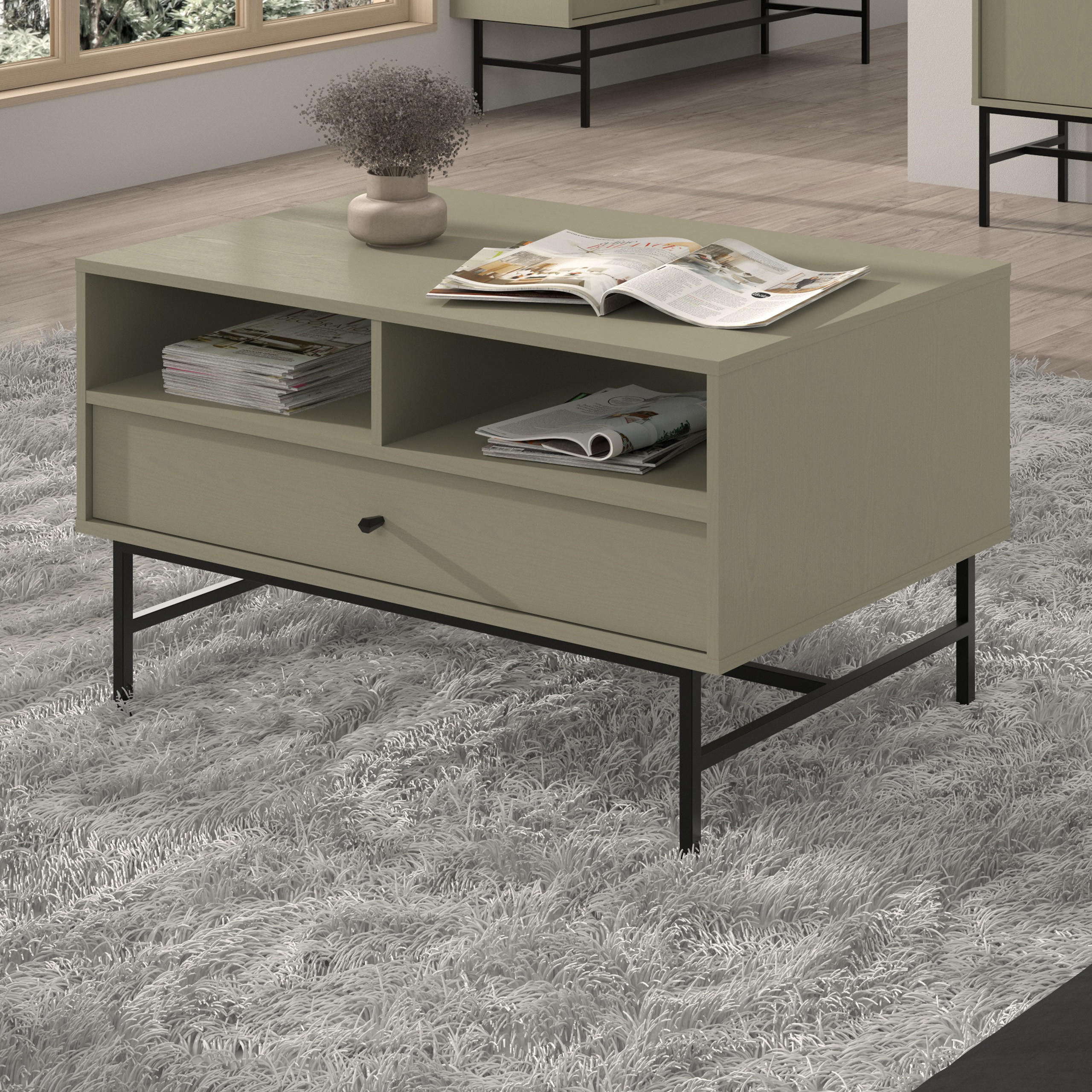 COUCHTISCH TORINO 100,2/62,5/65 cm Hellgrün - Hellgrün, Holzwerkstoff (65/100.2/62.5cm) - MASSENO