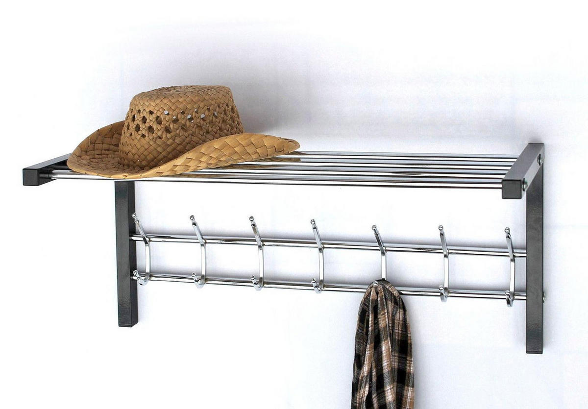 WANDGARDEROBE mit Hutablage 70cm - Schwarz, Metall (70/32/30cm) - DanDiBo