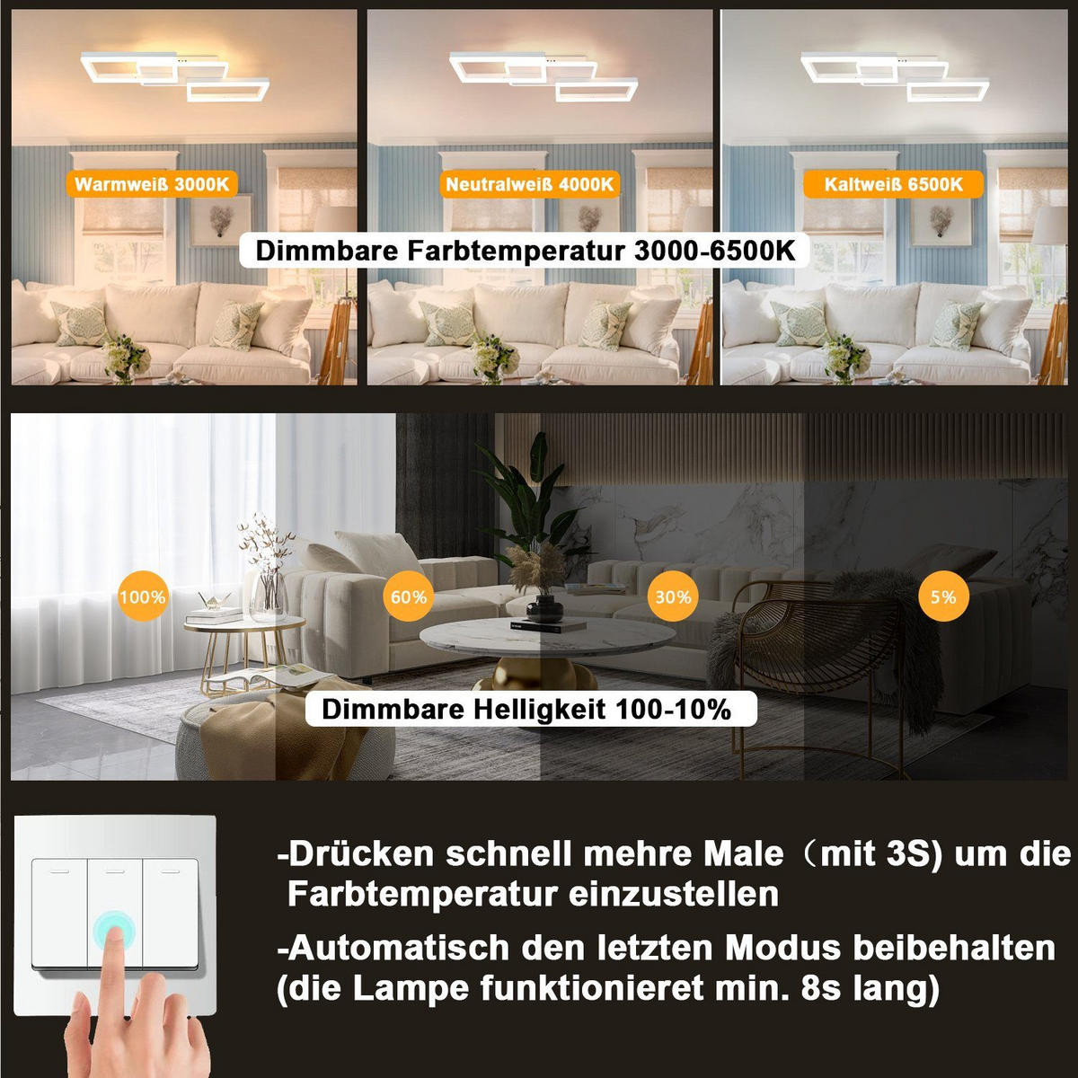 LED-DECKENLEUCHTE Marco 54/35/6 cm - Weiß, Metall (54/35/6cm) - Nettlife