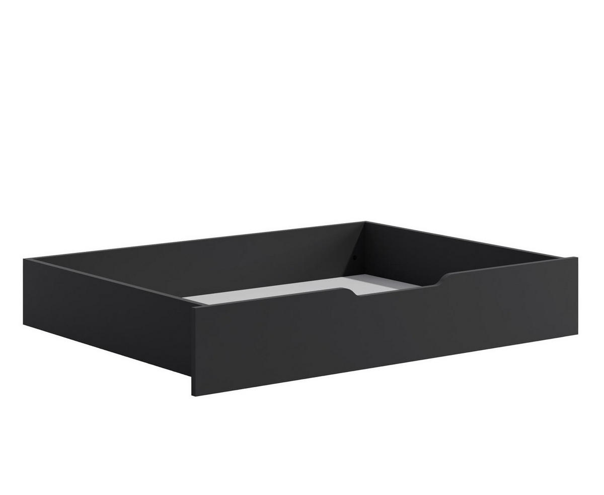 BETT Maxivo Schwarz, mit hohem Kopfteil und Holzrahmen, Bettzeugbehälter - Schwarz, Holzwerkstoff (160/200cm) - Bettso