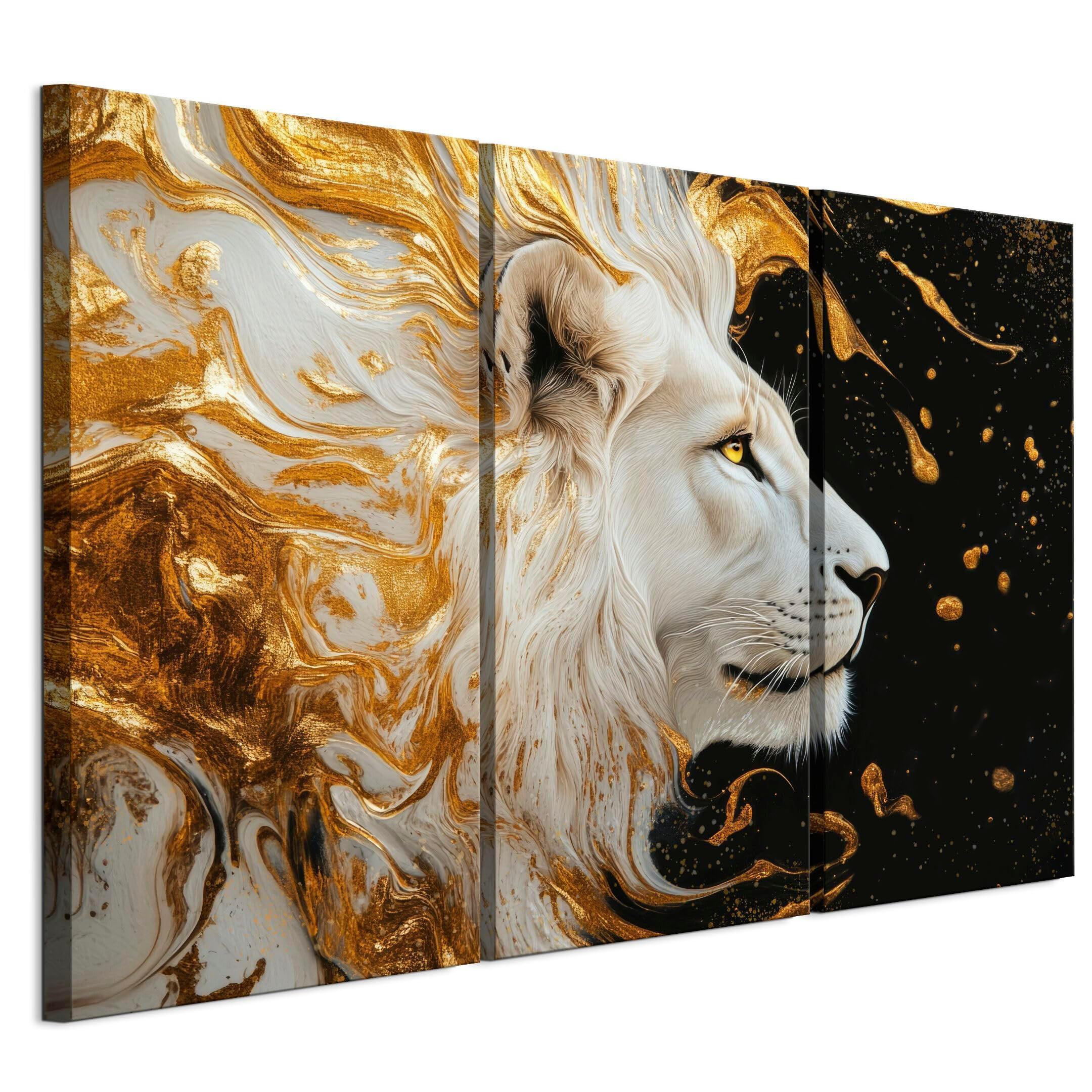 LEINWANDBILD Löwe 3-tlg. 120x80 cm - Multicolor, Holz (120/80cm) - LUMASOUL