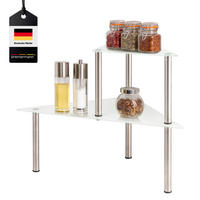 ECKREGAL, weiß, Edelstahl, Kunststoff - Weiß, Glas (33/34/33cm) - bremermann