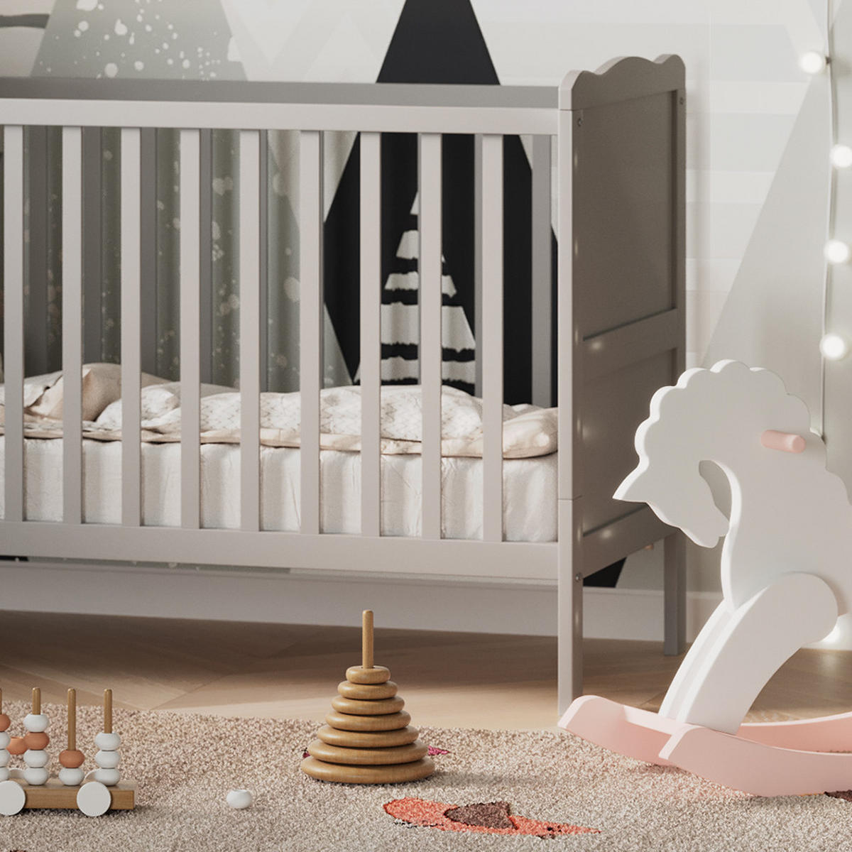 BABYBETT Tobi Grau 60x120 cm - Grau, Holz (60/120cm) - VitaliSpa