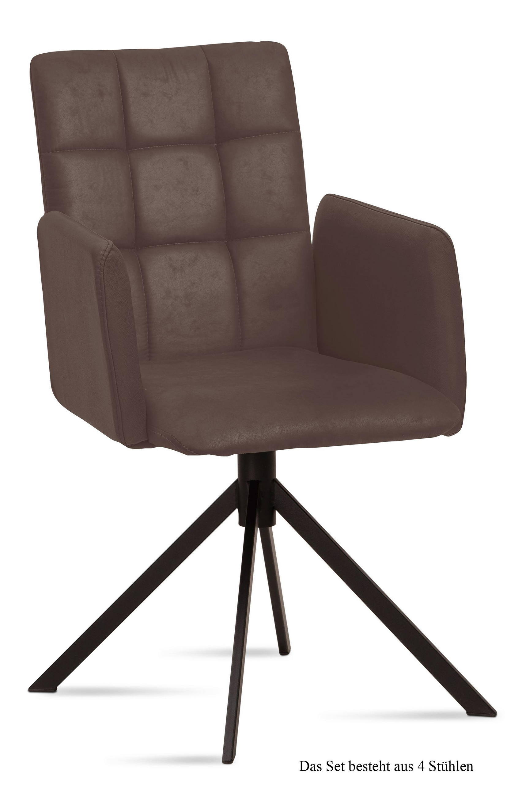 ARMLEHNSTUHL (4er-Set) Drusi 52x91x60 Schwarz/Braun - Schwarz/Braun, Kunststoff (60/91/52cm) - 58aufmkessel