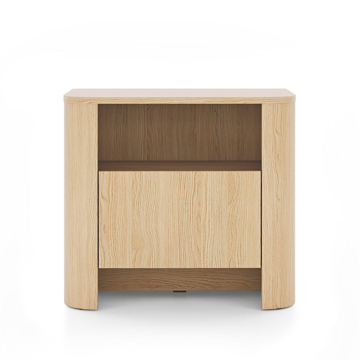 NACHTTISCH AMOS STO1-1S Abgerundeter Korpus, Eiche - Eichefarben, Holzwerkstoff/Kunststoff (58/52/39cm) - Komodee