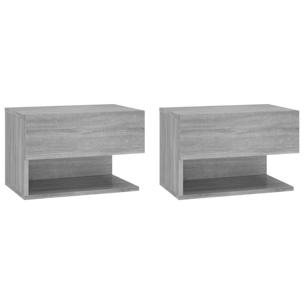 NACHTTISCH hängend 2-teilig mit 1 Schublade aus Holzwerkstoff In Grau Sonoma Dekor - Silbereichenfarben, Holz (46/30/29.5cm) - vidaXL