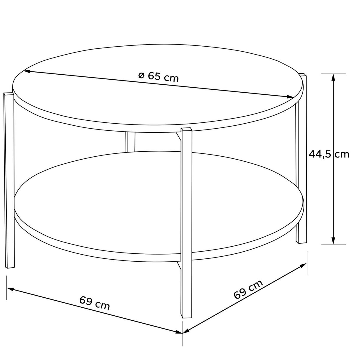 COUCHTISCH HEIRO Kaffeetisch - Eichefarben, Holzwerkstoff/Metall (69/69/45cm) - KONSIMO®