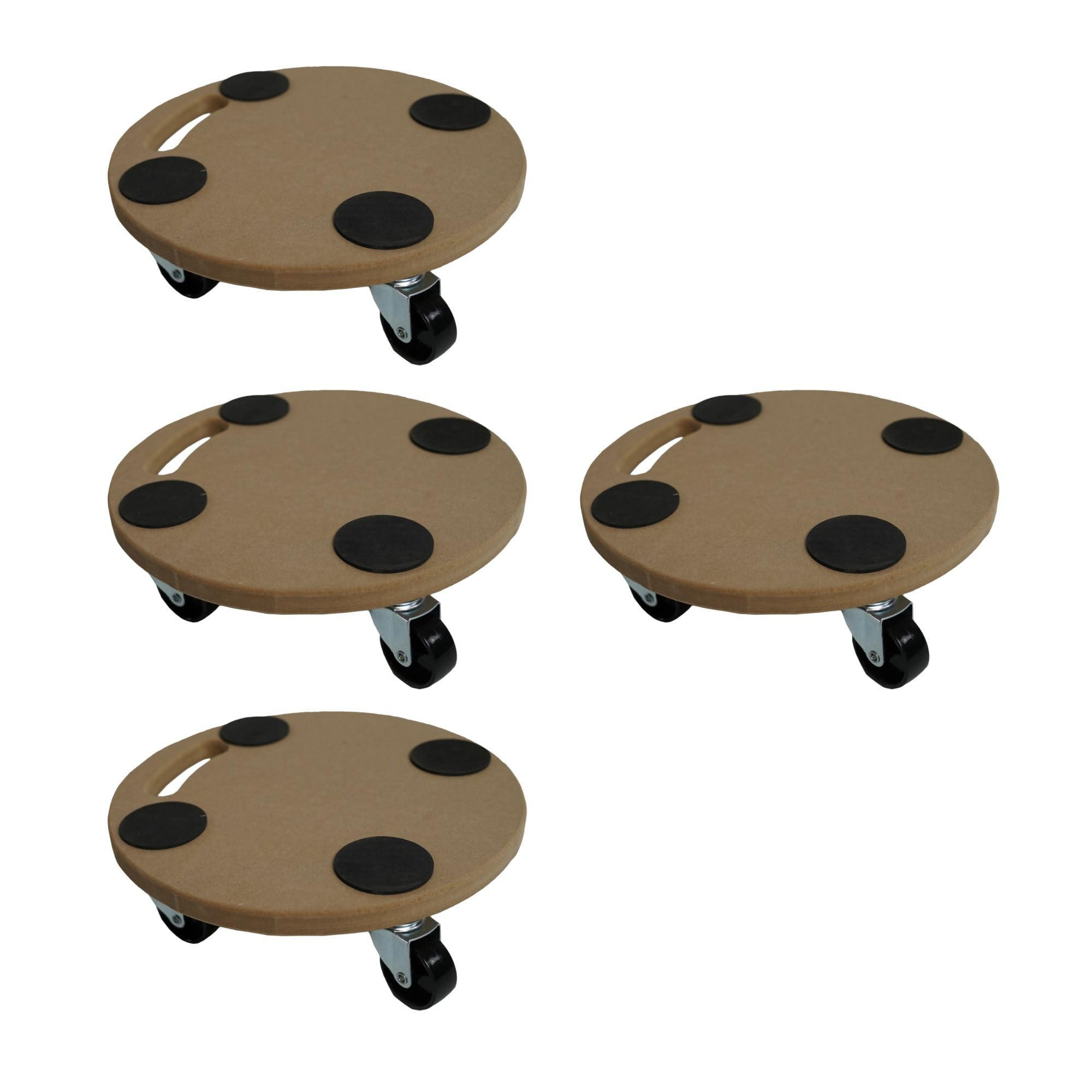 TRANSPORTROLLER 4er-Set mit 4 Rollen Rund 11x30x30 cm Traglast 100kg MDF Holzplatte Braun - Braun, Holzwerkstoff (30/30/11cm) - PROREGAL