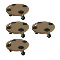 TRANSPORTROLLER 4er-Set mit 4 Rollen Rund 11x30x30 cm Traglast 100kg MDF Holzplatte Braun - Braun, Holzwerkstoff (30/30/11cm) - PROREGAL